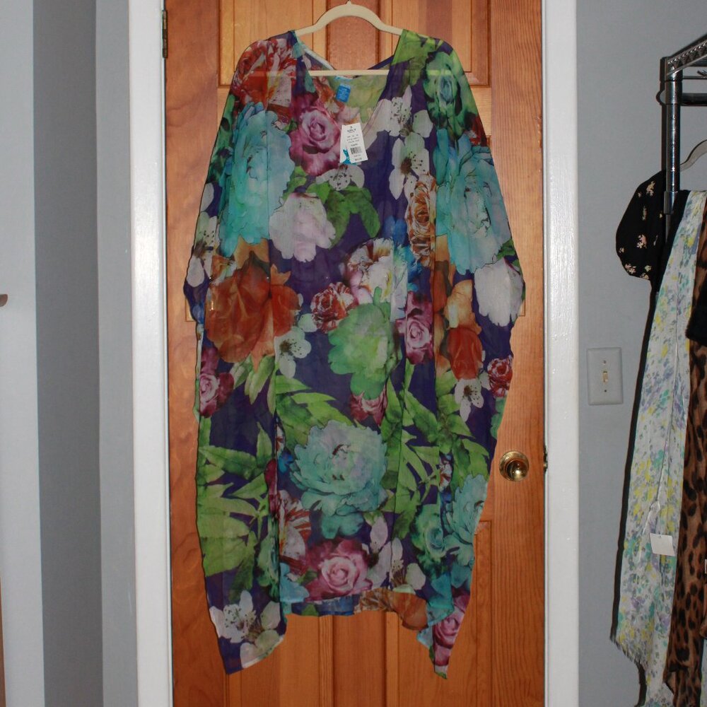 Soaked Floral Print Sheer Cover-Up